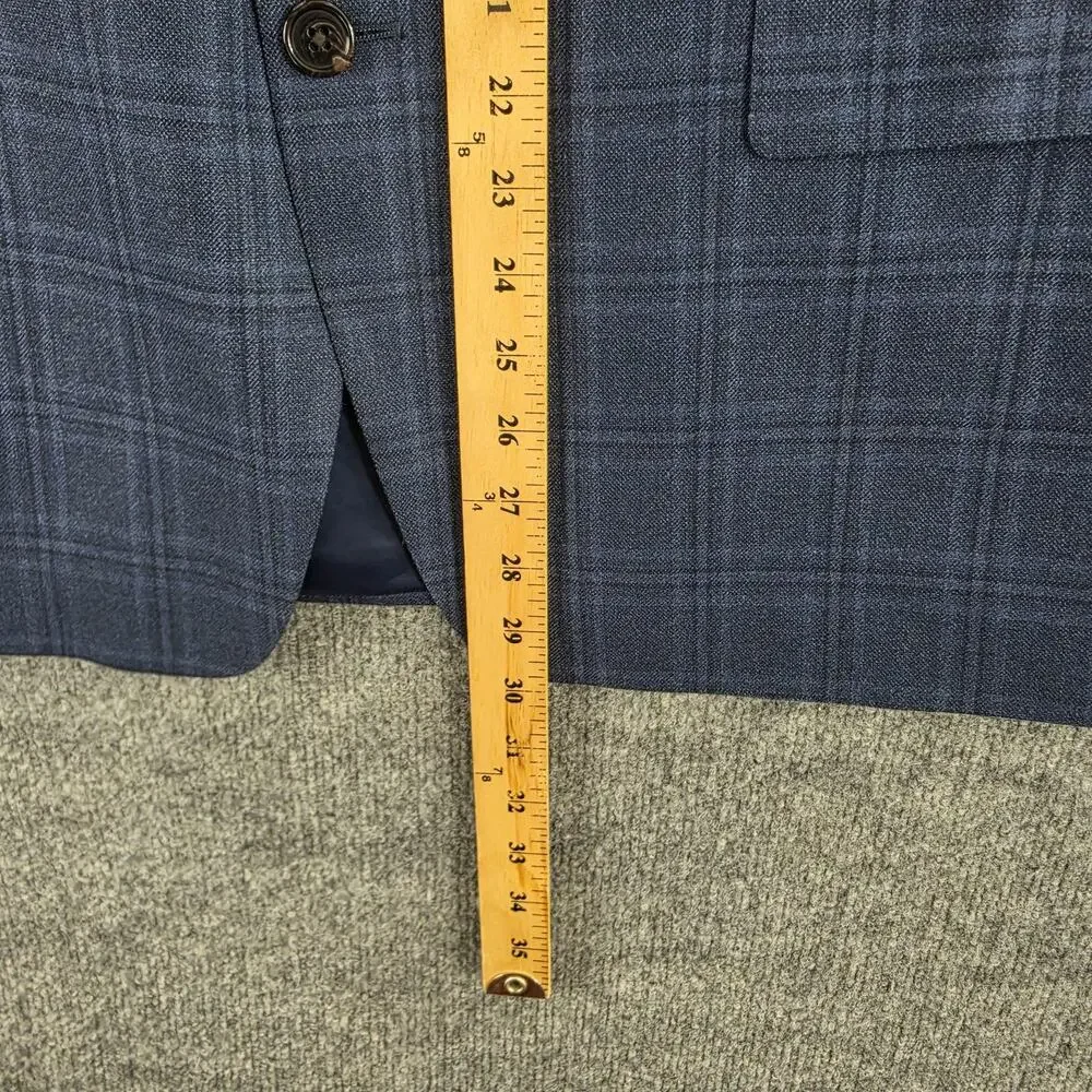 Lauren Ralph Lauren Blazer Men 44S Blue Silk Wool Glen Plaid Sport Coat Business